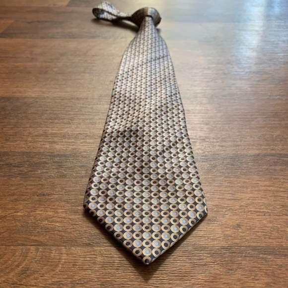 Lanvin Blue & Tan Circles Satin Tie - Picture 6 of 8